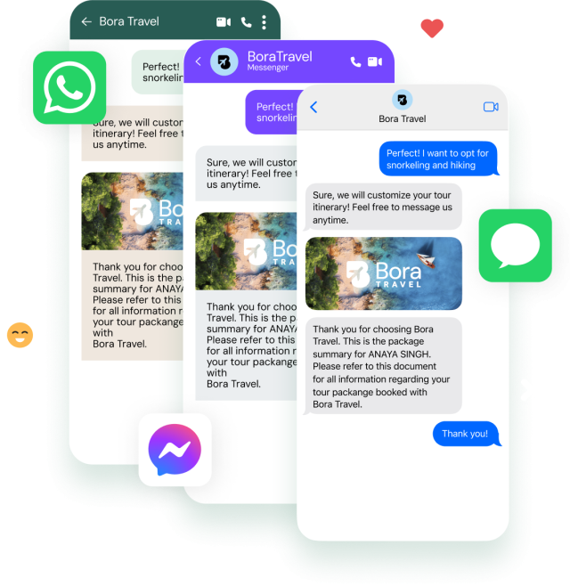 handset showing messaging across a number of platforms