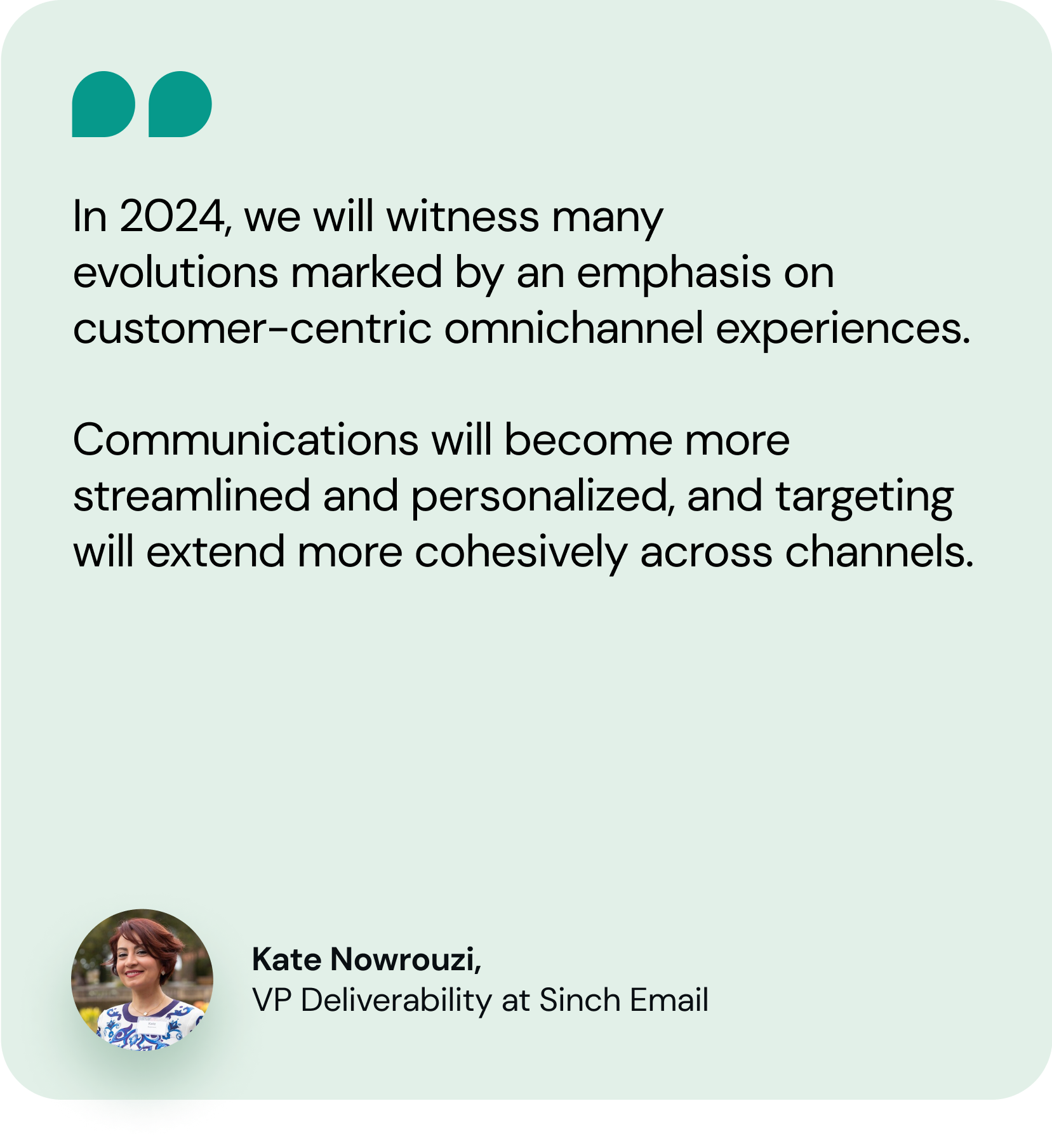 Kate Nowrouzi, VP Deliverability at Sinch Email on omnichannel strategy