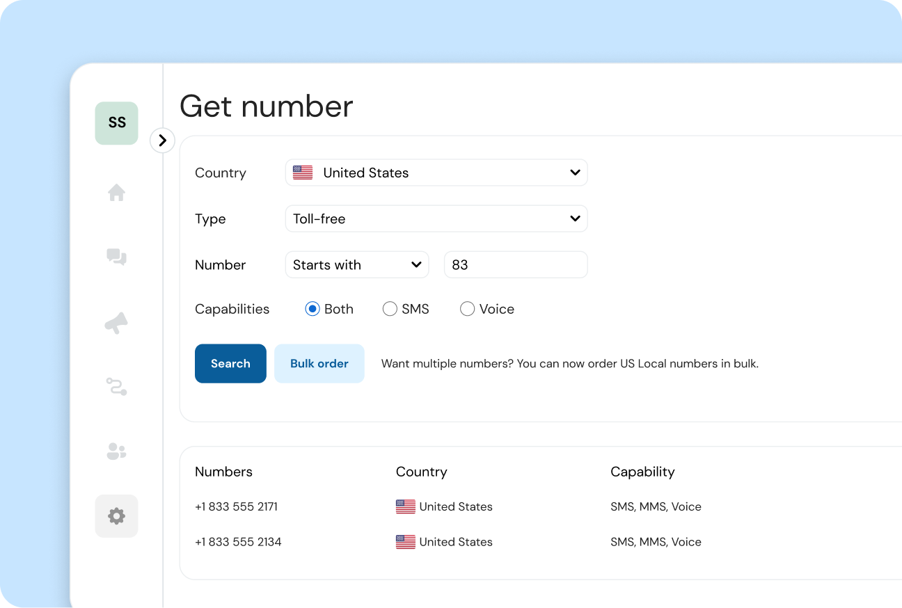 Image for Buy toll-free numbers for calls and messaging 