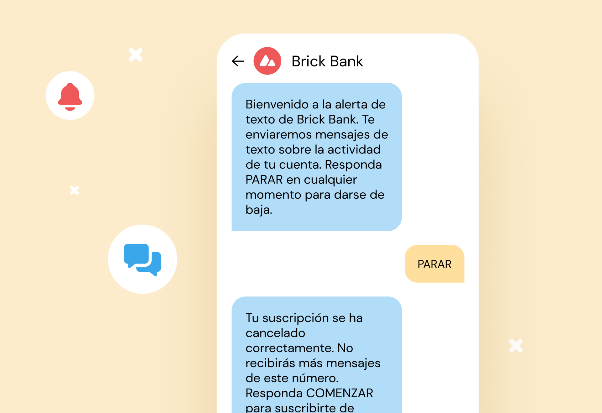 una respuesta de opt-out voluntaria a un texto de marketing que dice "DETENER"