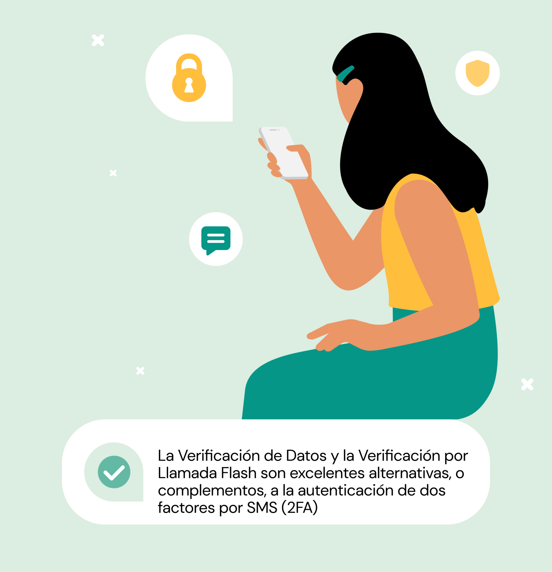 La Verificación de Datos y la Verificación por Llamada Flash son excelentes alternativas, o complementos, a la autenticación de dos factores por SMS (2FA)