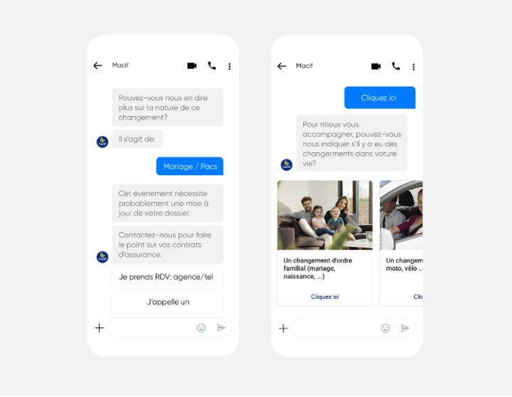 Exemple de campagne de chat RCS envoyée par la Macif