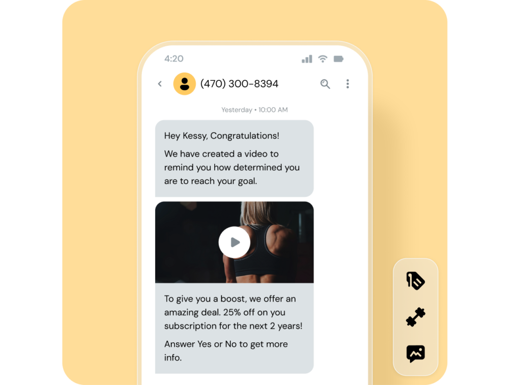 Mobile phone example MMS messages