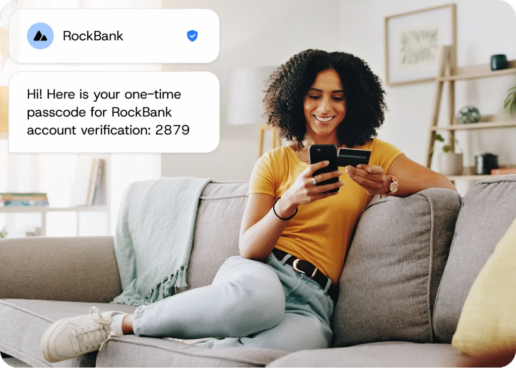 Mobile phone example account verification message