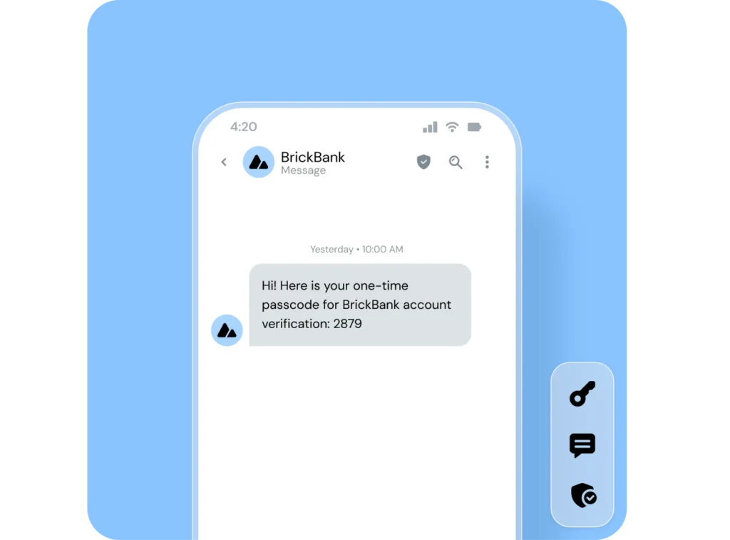 Mobile phone example account verification message