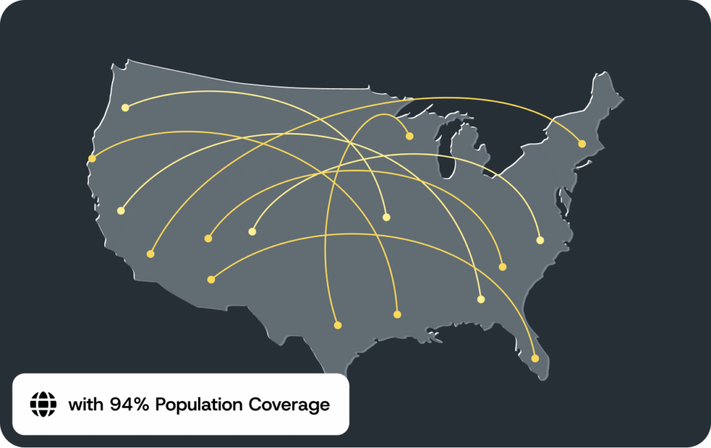 Illustration of USA map and coverage lines