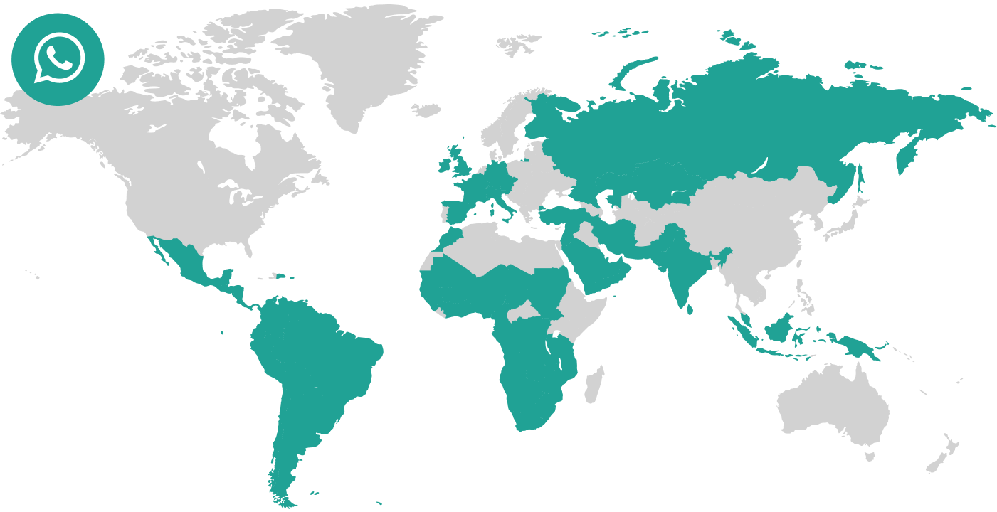 Map of where WhatsApp is most popular