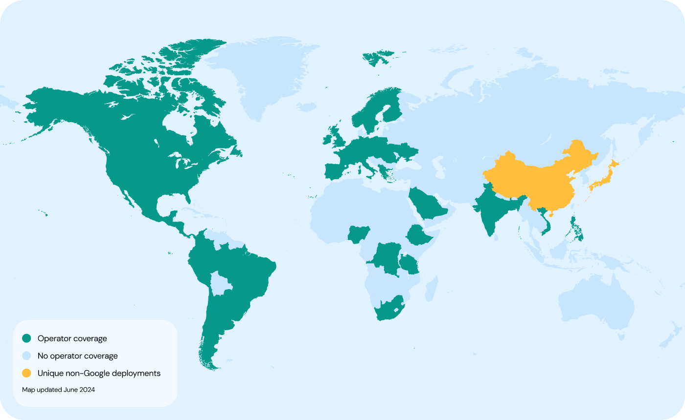 Map that shows where RCS is supported