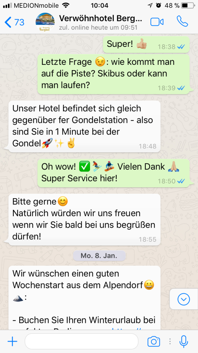 Berghotel Zirm WhatsApp Chat
