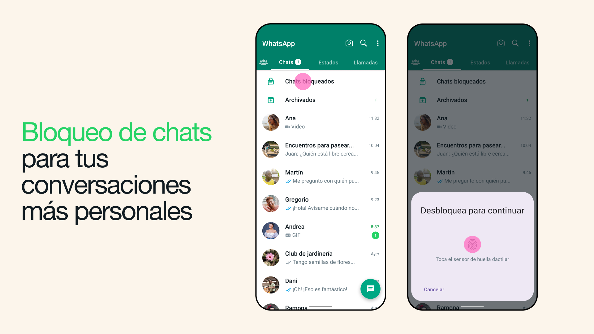 Bloqueo de Chats en WhatsApp