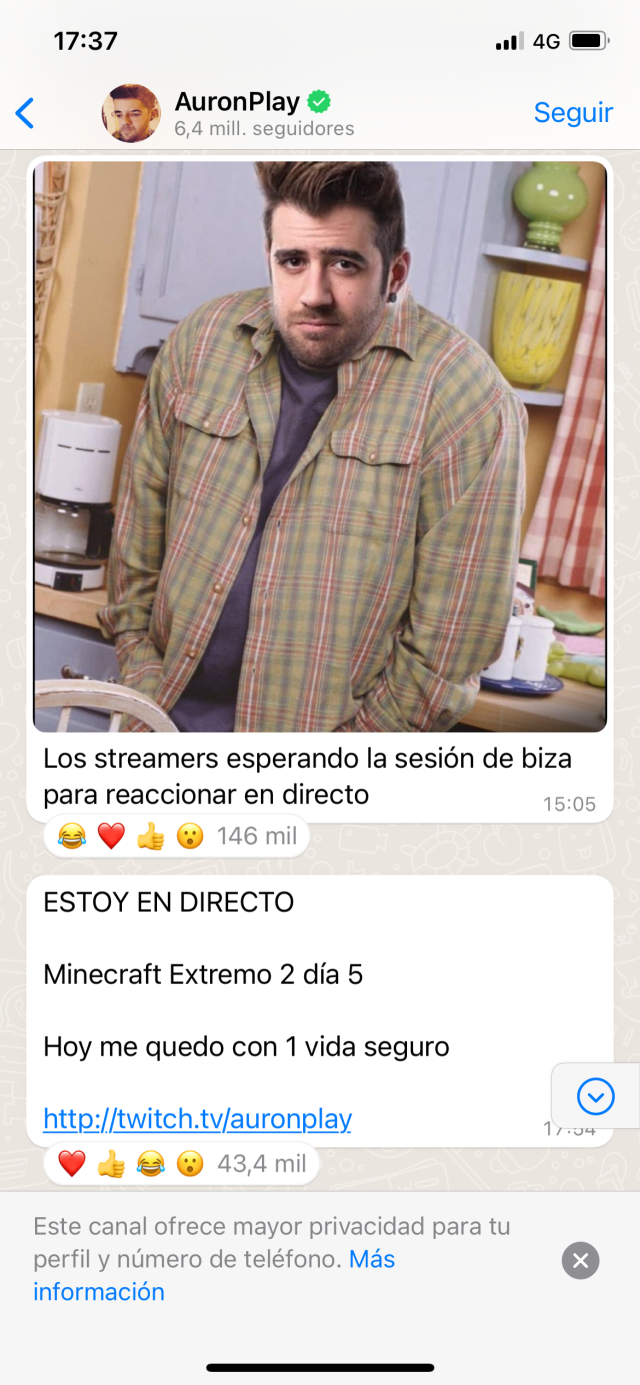 Canal de WhatsApp de AuronPlay