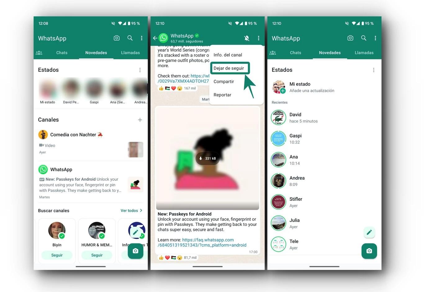 Como quitar los canales de WhatsApp