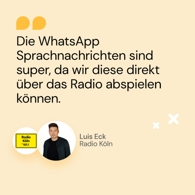 Zitat von Luis Eck von Radio Koeln über Sprachnachrichten im Radio