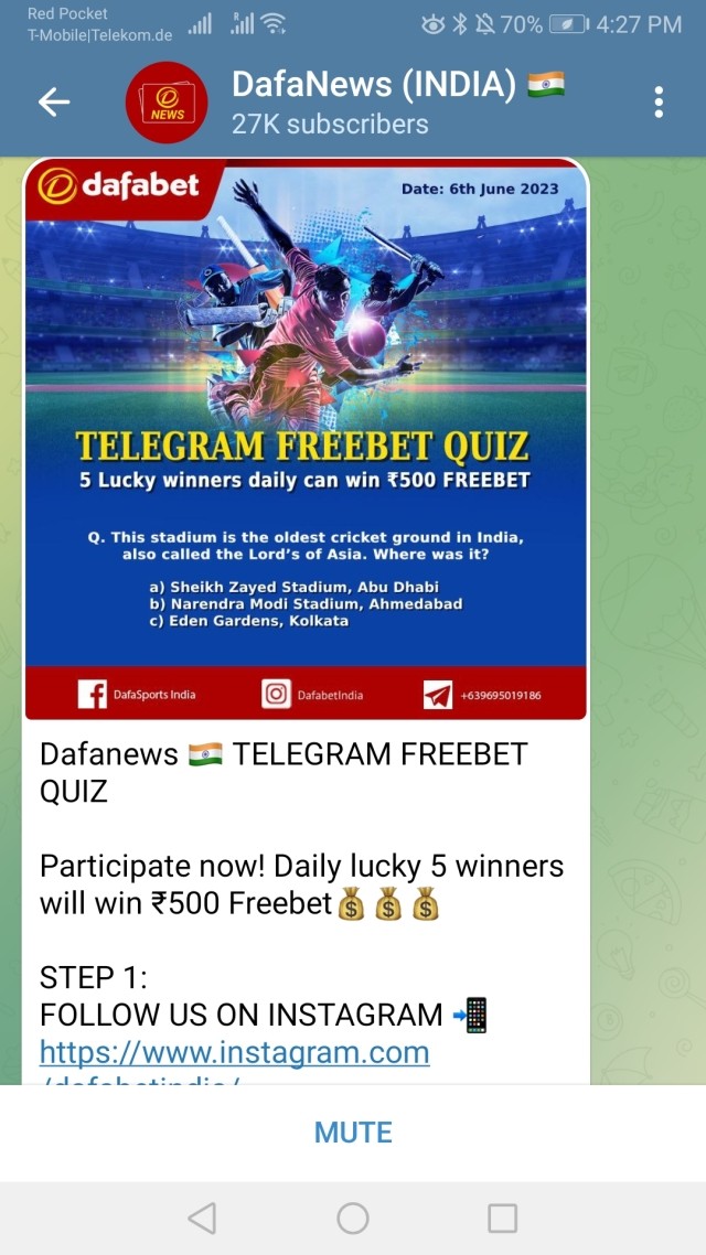 Dafabet Telegram broadcast message