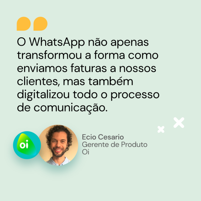 Mandando faturas pelo WhatsApp Oi