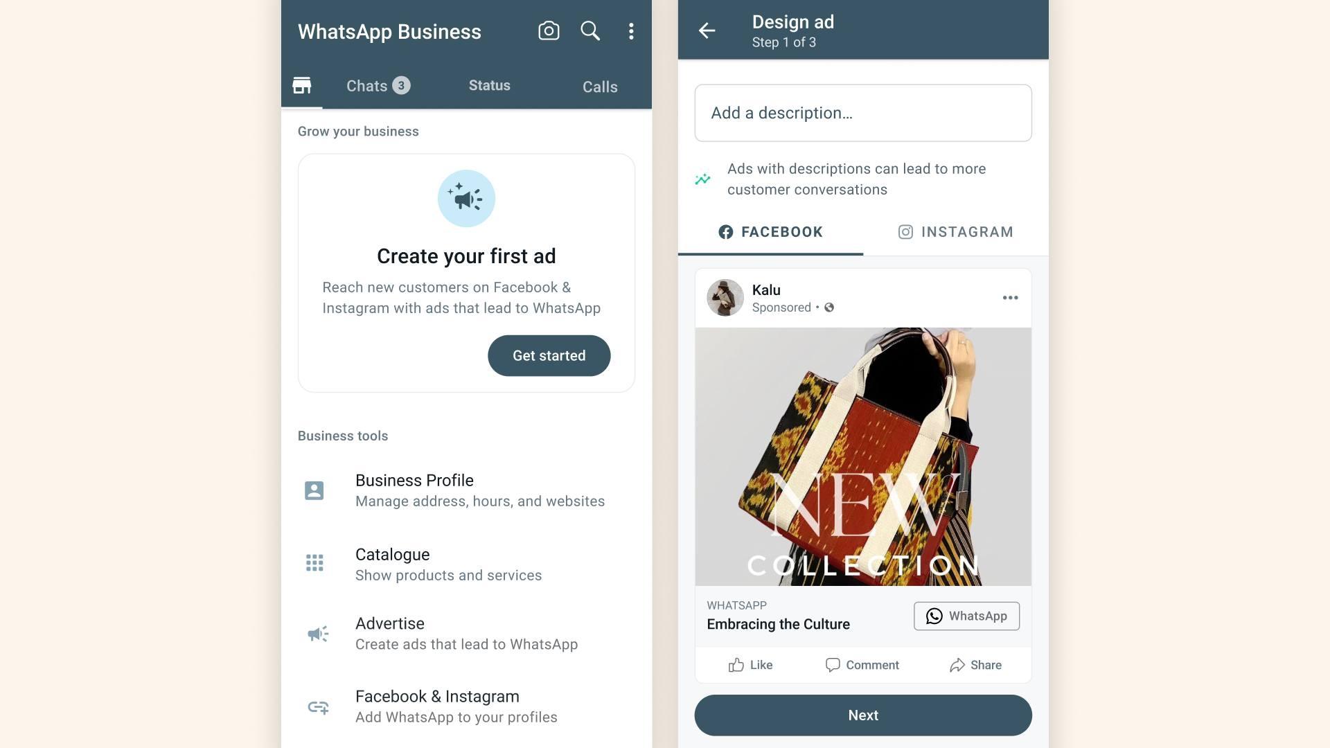 Setting up WhatsApp Business ad