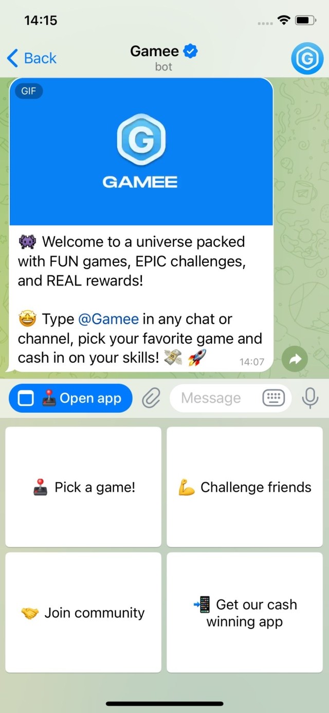 Gamee Telegram Bot 