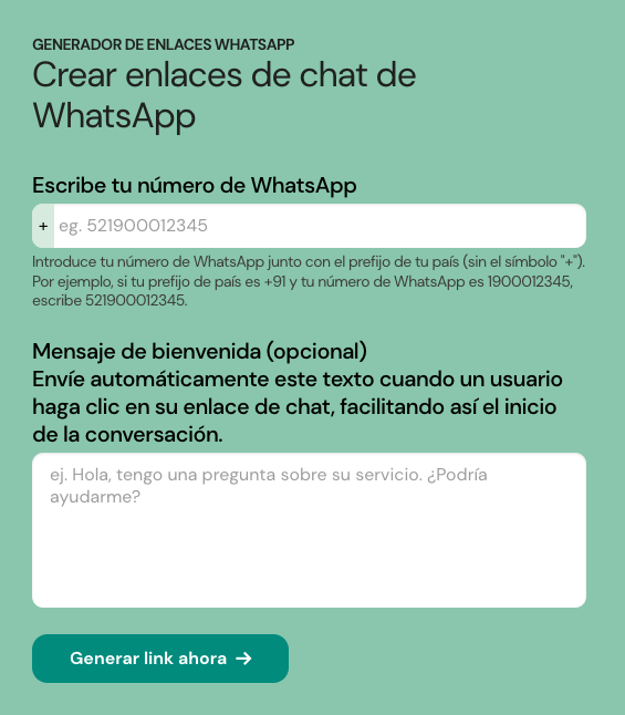 Generador de link de WhatsApp Sinch Engage