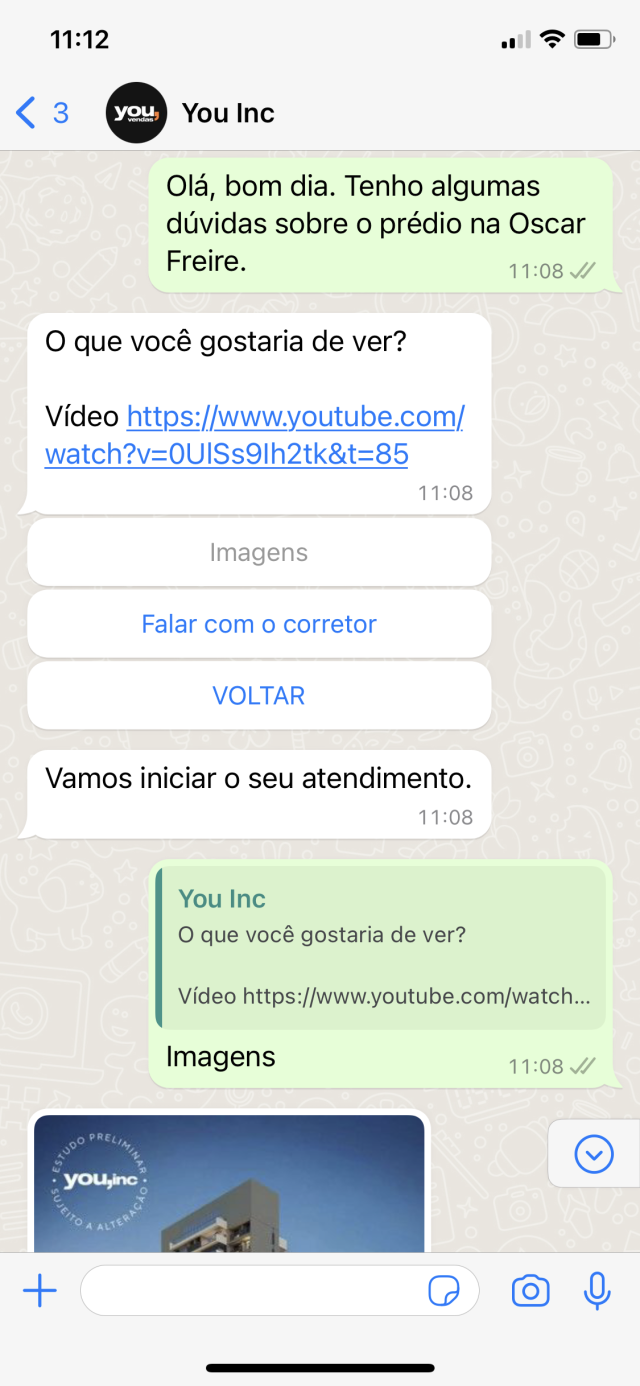 Chatbot atendimento ao cliente You, Inc.