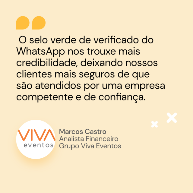 Citação de Marcos Castro do Grupo Viva Eventos via Whatsapp