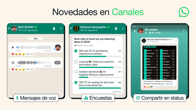 Novedades en Canales de WhatsApp