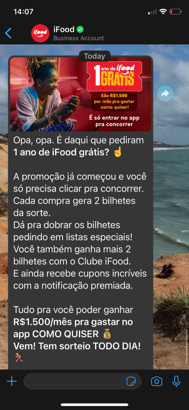 Disparo de mensagem iFood