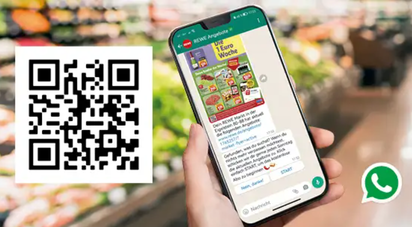 WhatsApp Prospekt von Rewe mit QR Code