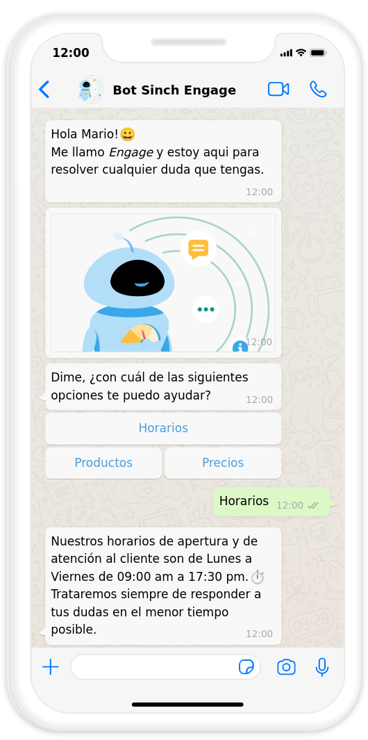 Sinch Engage mockup chatbot