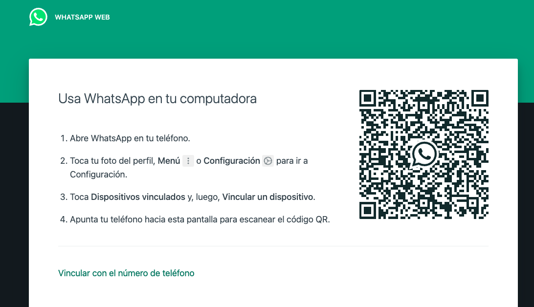 WhatsApp Escritorio codigo QR