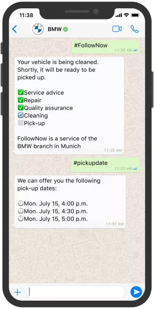 bmw follownow chatbot customer serice