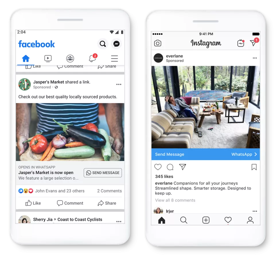 Anzeigen Click-to-Chat für Instagram und Facebook