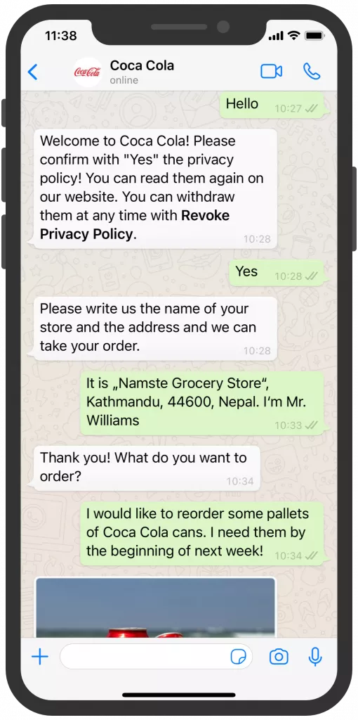 WhatsApp Business Beispiele: Coca-Cola