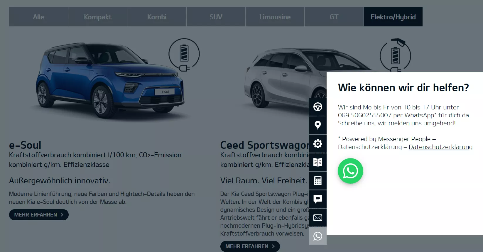 KIA WhatsApp Widget Website