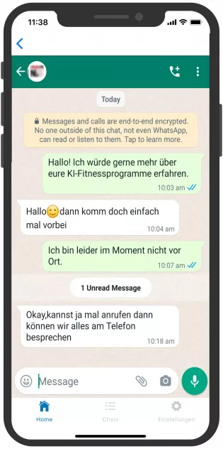 Fitnessstudio Screenshot Whatsapp Chat