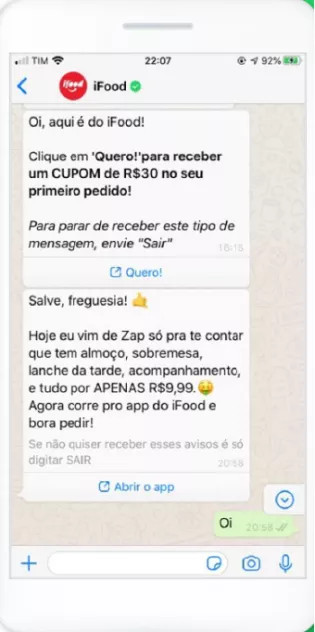 iFood listas de transmissao engajamento