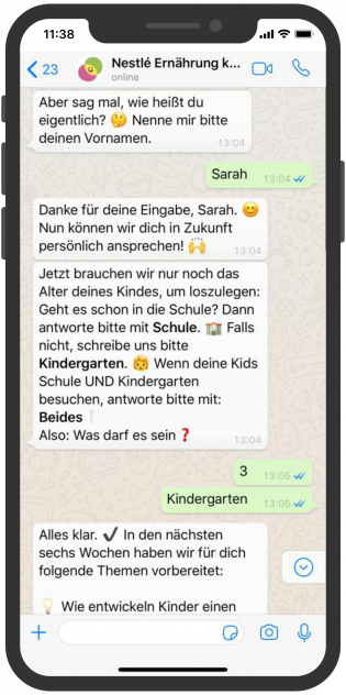 Die besten Chatbots 2019 Nestlé Chatbot WhatsApp Ernährungsberatung