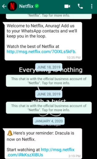 Netflix India, WhatsApp newsletter