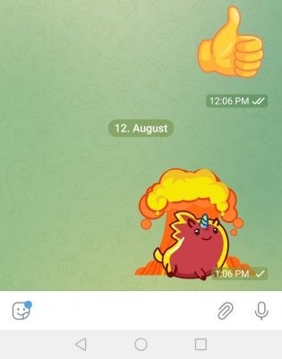 Telegram features, interactive sticker