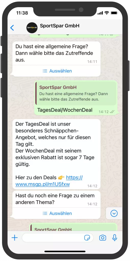 SportSpar WhatsApp Newsletter Angebote