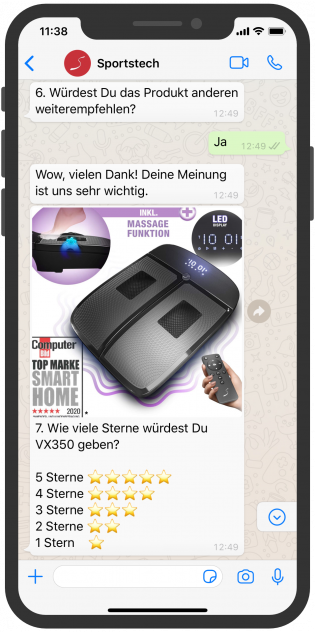 sportstech weiterempfehlung bewertung whatsapp