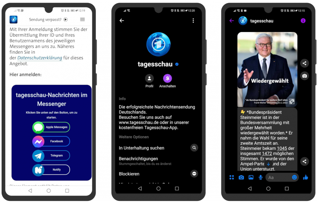 tagesschau Facebook Messenger Newsletter