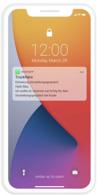 WhatsApp Notification, TruckHero, Smartphone
