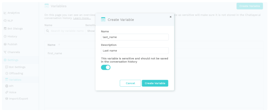 variables GDPR protection chatbot security