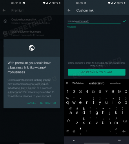 Beta Version von WhatsApp Premium Abbonement