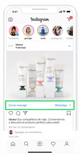 WhatsApp publicadad en Instagram