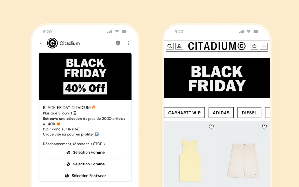 Citadium example uses RCS marketing for Black Friday and Cyber Monday promotions