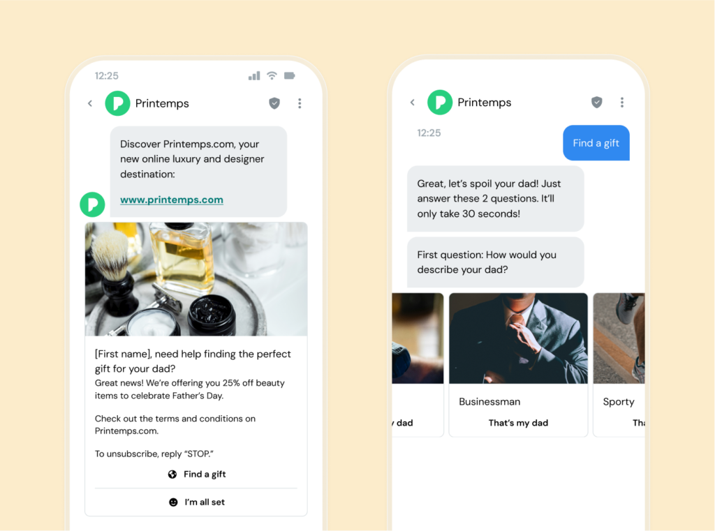 Printemps RCS marketing example handset