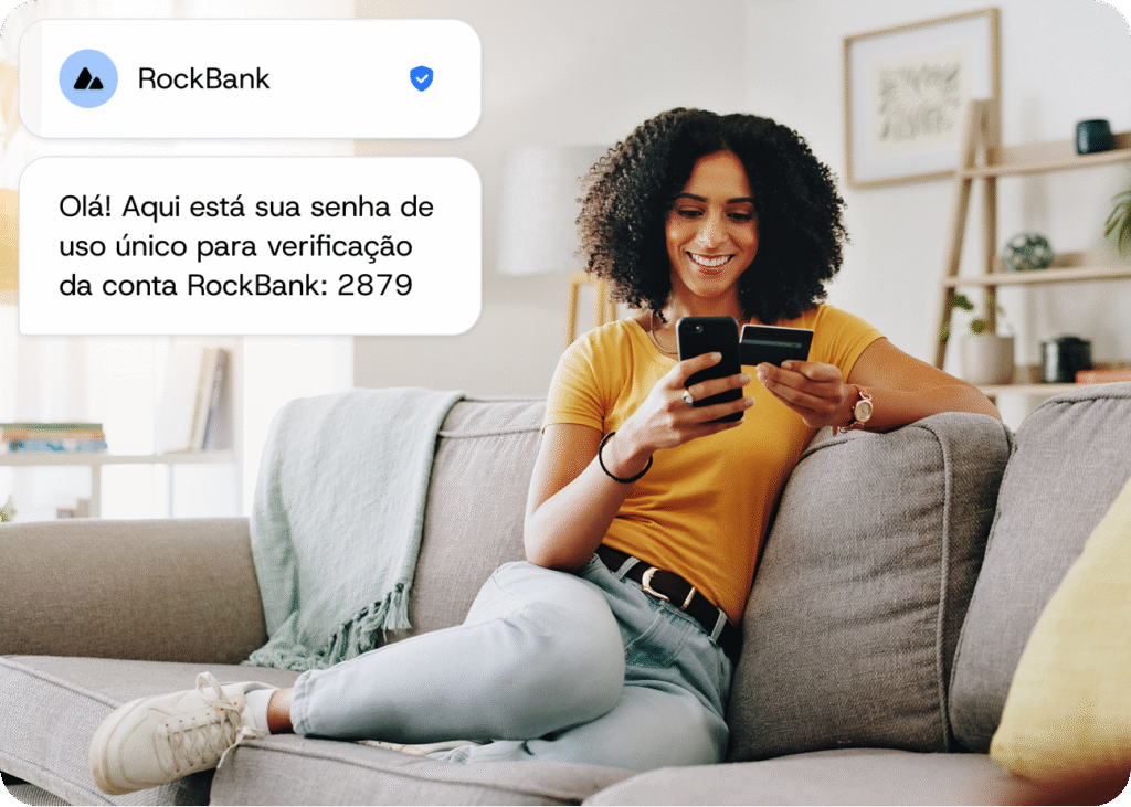 Exemplo de mensagem de verificação de conta no telefone móvel