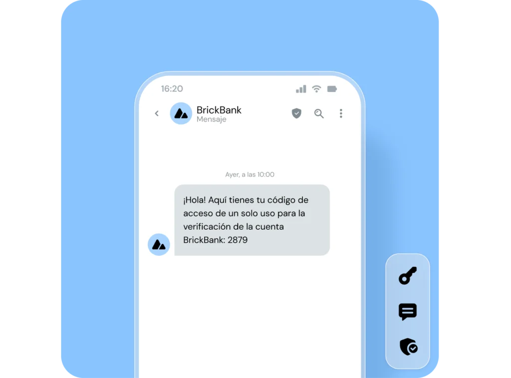 Ejemplo de mensaje de verificación de cuenta en un teléfono móvil