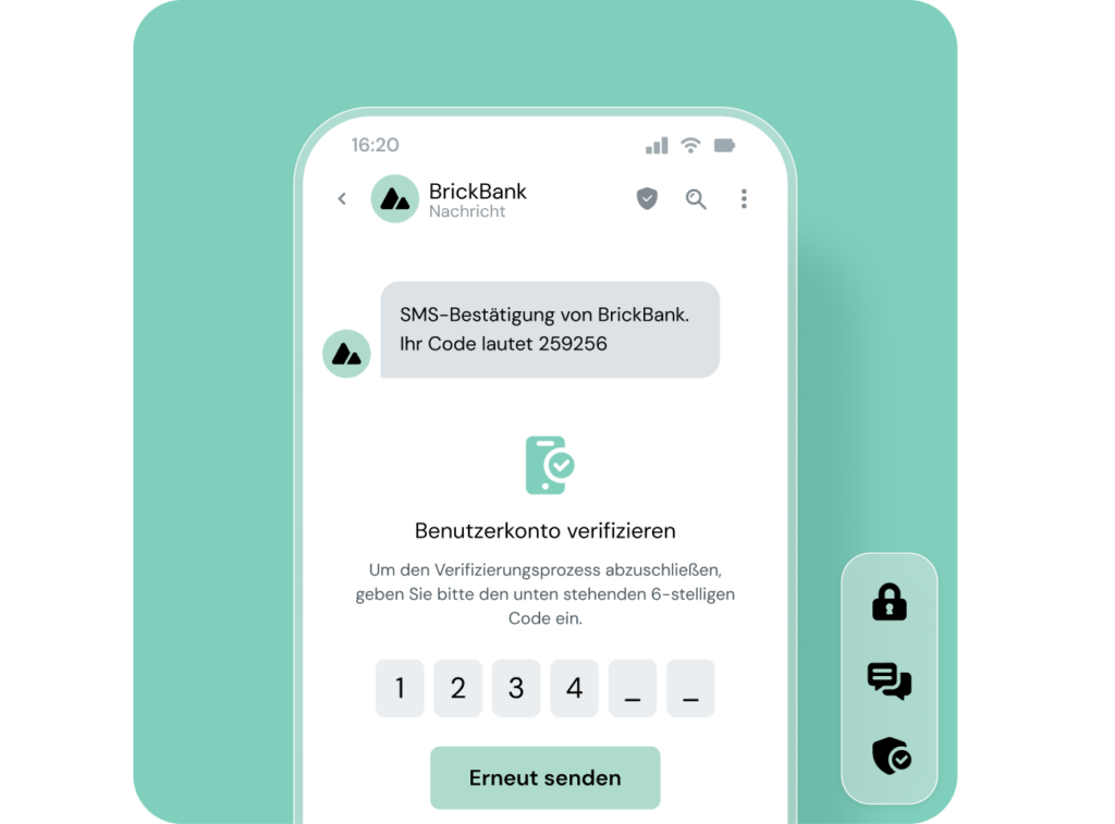 Beispiel für eine Verifizierungsnachricht per Mobiltelefon